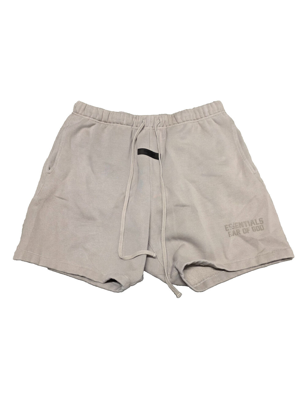 Essentials Fear of God Men's Beige Fleece Cotton Sweat Shorts Pockets Logo L